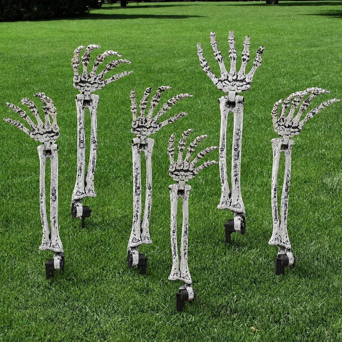 DIYDEC 6PCS Halloween Skeleton Arm Gray Hands Stakes for Outoor Decor