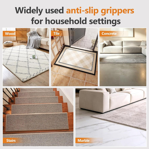 32 Pcs Rug Tape,Anti Slip Rug Pads Grippers for Hardwood Floors and Tiles,No Residue,Reusable Carpet Tape for Area Rugs, Double-Sided Adhesive Rug Stickers