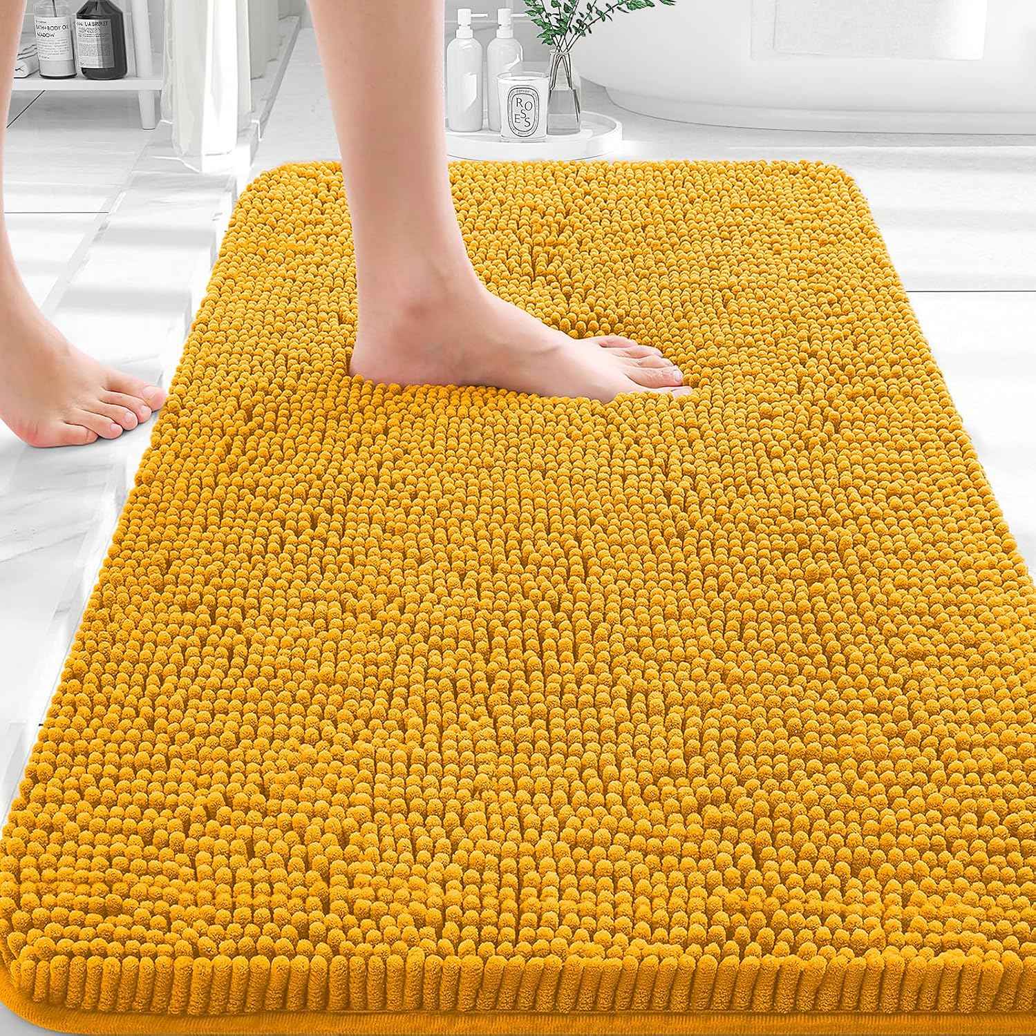 OLANLY Bathroom Rugs 35x24, Extra Soft Absorbent Chenille Bath Rugs