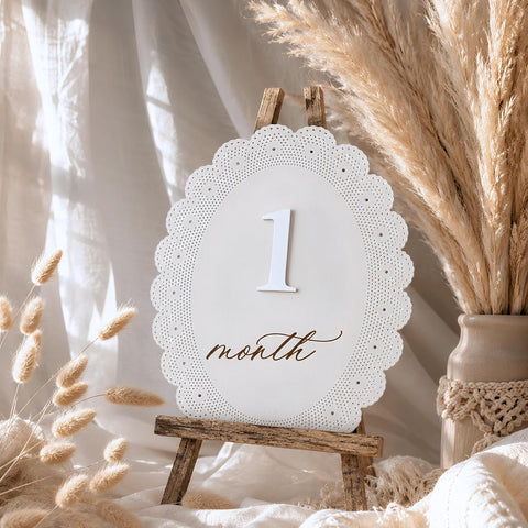Baby Girl Monthly Milestone Signs, 1-12 Monthly Baby Milestone Girl, Newborn Photography Props Double-Sided, Nursery Decor for Girls (M10)