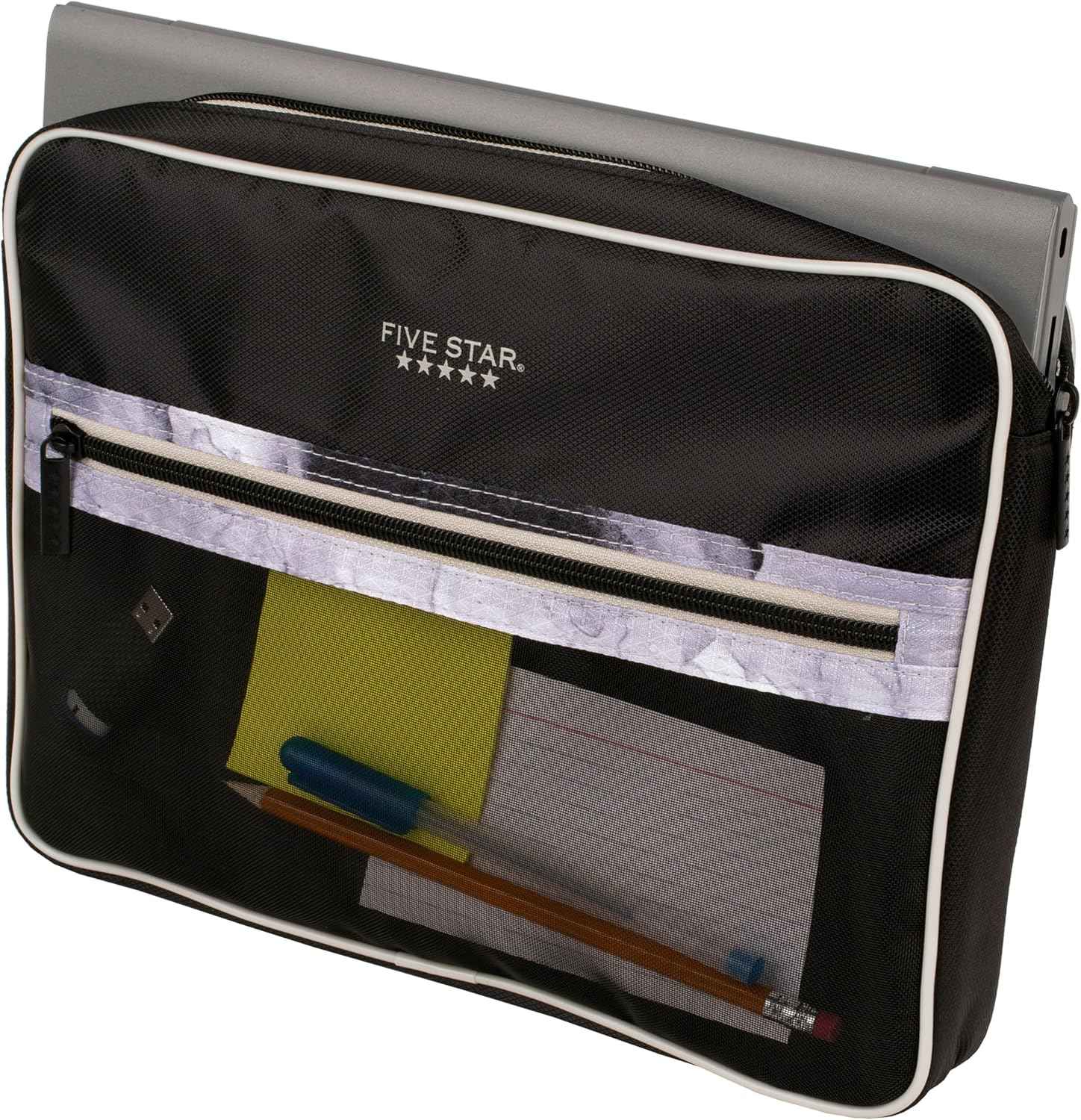 Five Star Zipper Binder, 3 Inch 3-Ring Binder with D Rings, Removable Padded Case, 5-Tab Expanding File and Multi-Use Strap, 850 Sheet Capacity, Black/Gray (29296IT8)