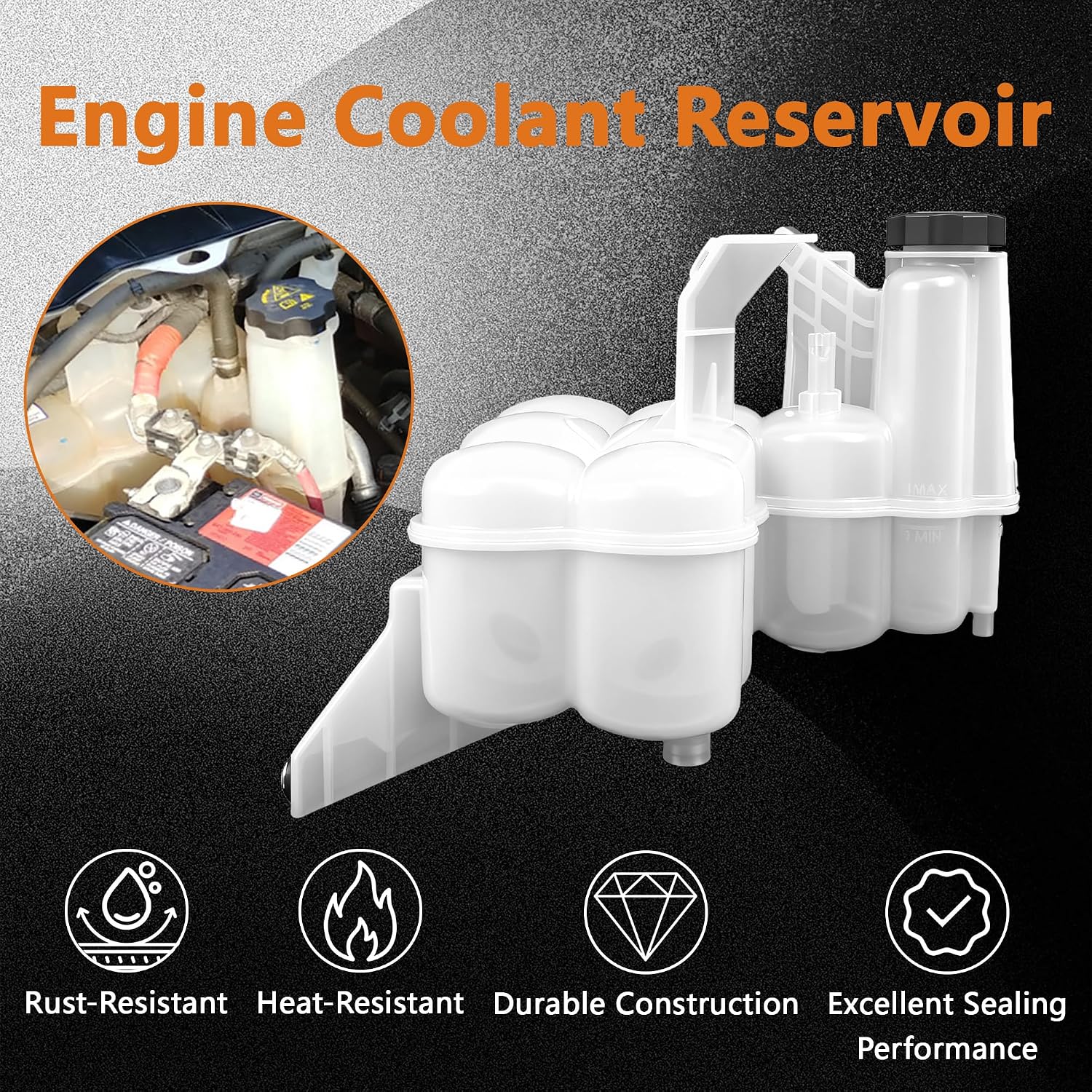 603-839 Engine Coolant Reservoir Compatible with 2013-2018 Ram 2500 3500 4500 5500 6.7L - Replaces OE# 68166475AC, 68166475AB, 68166475AD