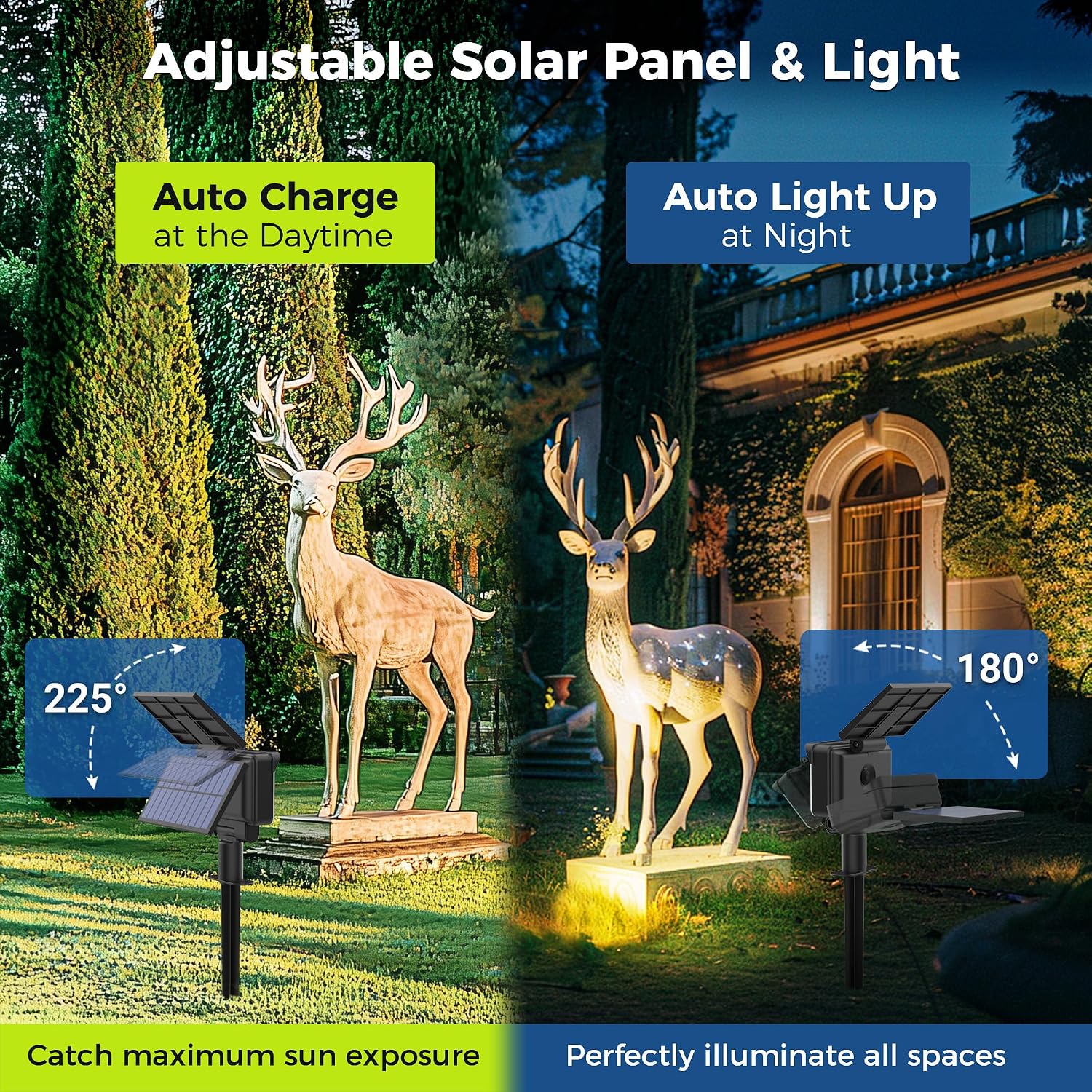 Solar Spot Lights Outdoor Waterproof, 6 Packs, Warm White