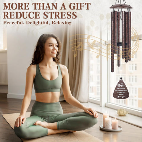 Bestie Gifts, 32" Bronze Wind Chimes, Best Friend Birthday Gifts for Women