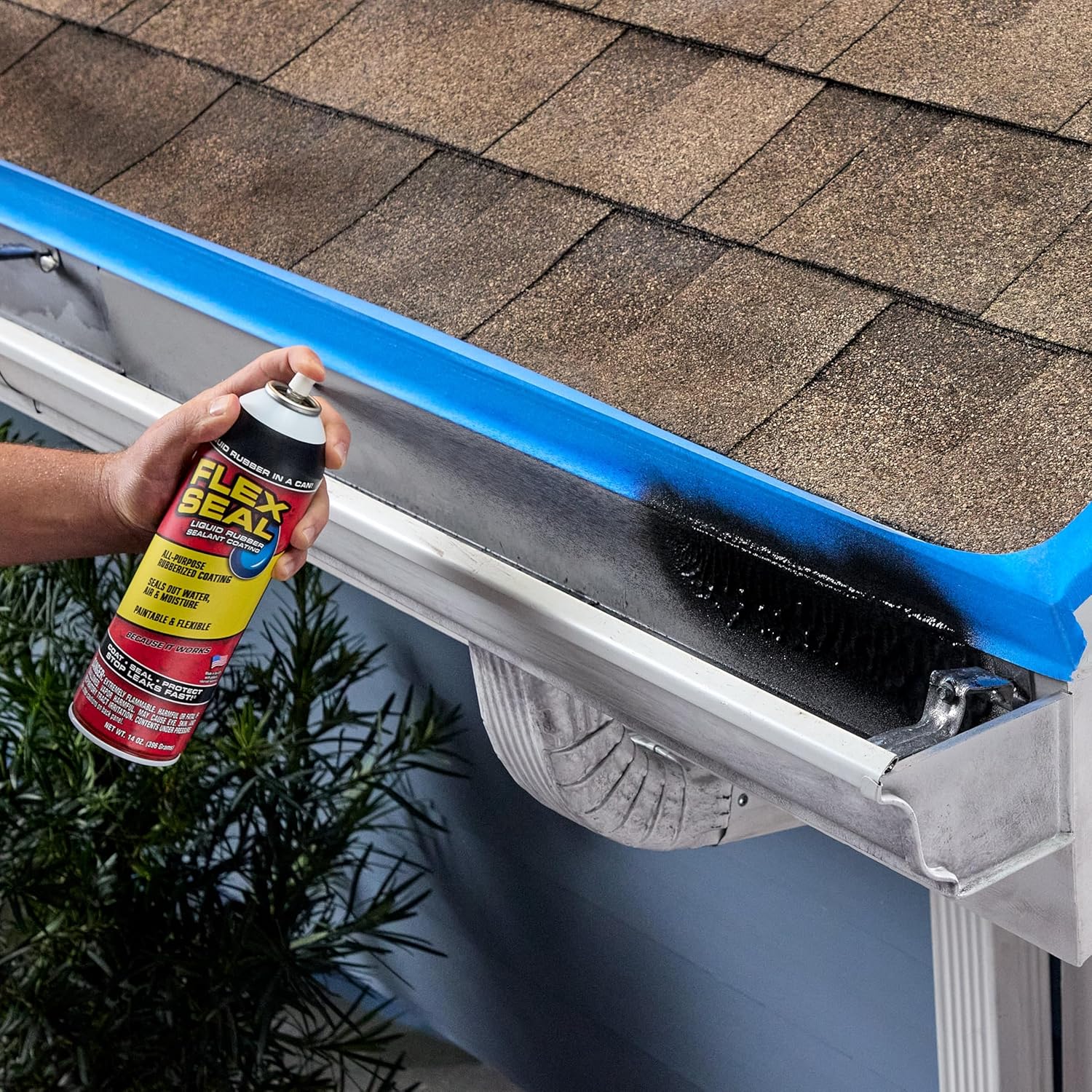 Flex Seal, 14 oz, Clear, Stop Leaks Instantly, Transparent Waterproof Rubber Spray On Sealant Coating, Perfect for Gutters, Wood, RV, Campers, Roof Repair, Skylights, Windows, and More
