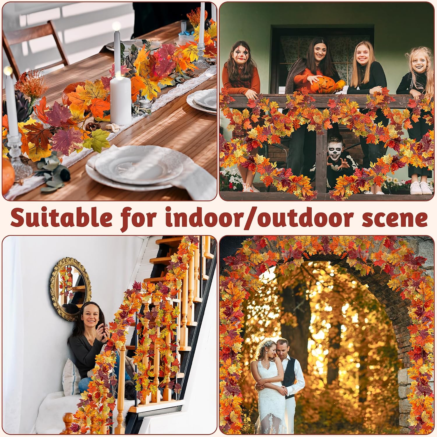 11.8FT 2Pack Fall Garland for Thankgiving Decorations for Home Mantle Decor