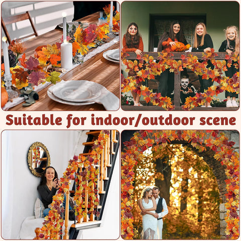11.8FT 2Pack Fall Garland for Thankgiving Decorations for Home Mantle Decor
