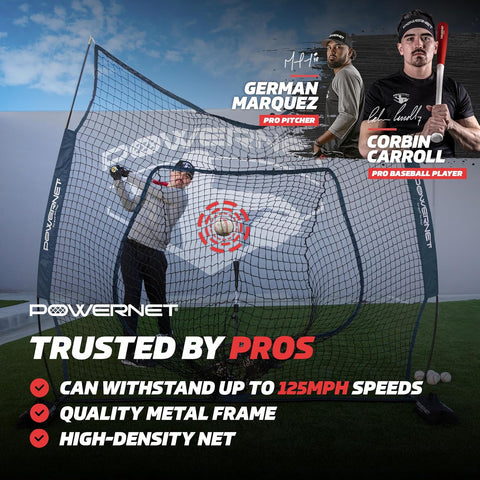 PowerNet Baseball Softball Practice Net 7x7 with Baseball Accessories for Practice Pitching, Batting & Fielding, Ball Caddy, Weighted Baseballs, Tee