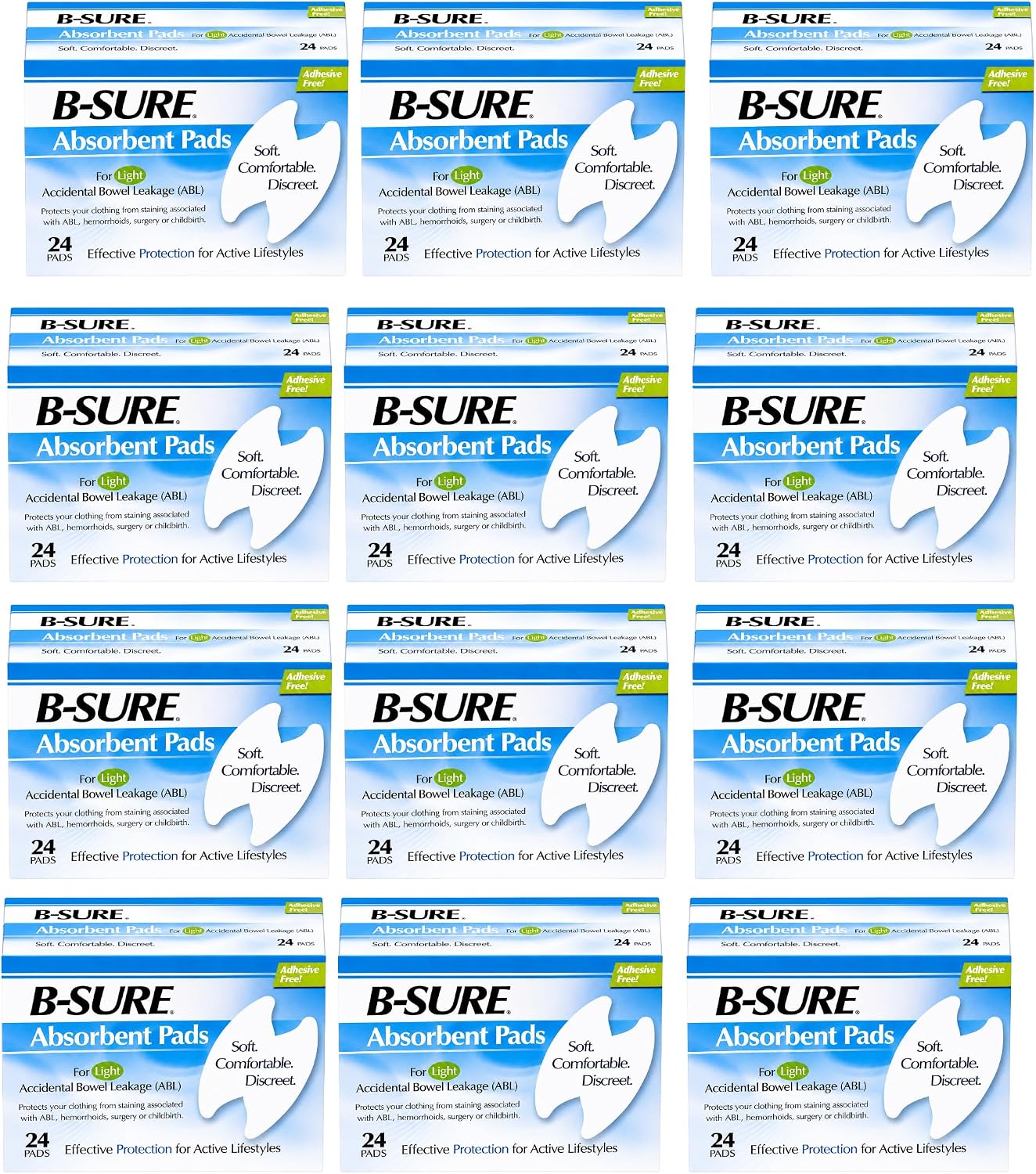 B-Sure Unisex Incontinence Liner Butterfly Shape 14-7031-224, Light, 288 Ct