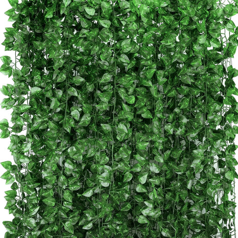 Tbestmax 237 Feet 36 Pack Artificial Ivy Leaf Plants, Green Vine Leaves, Greenery Hanging Garland, Fake Foliage Flowers for Home Kitchen Garden Office Wedding Wall Decor