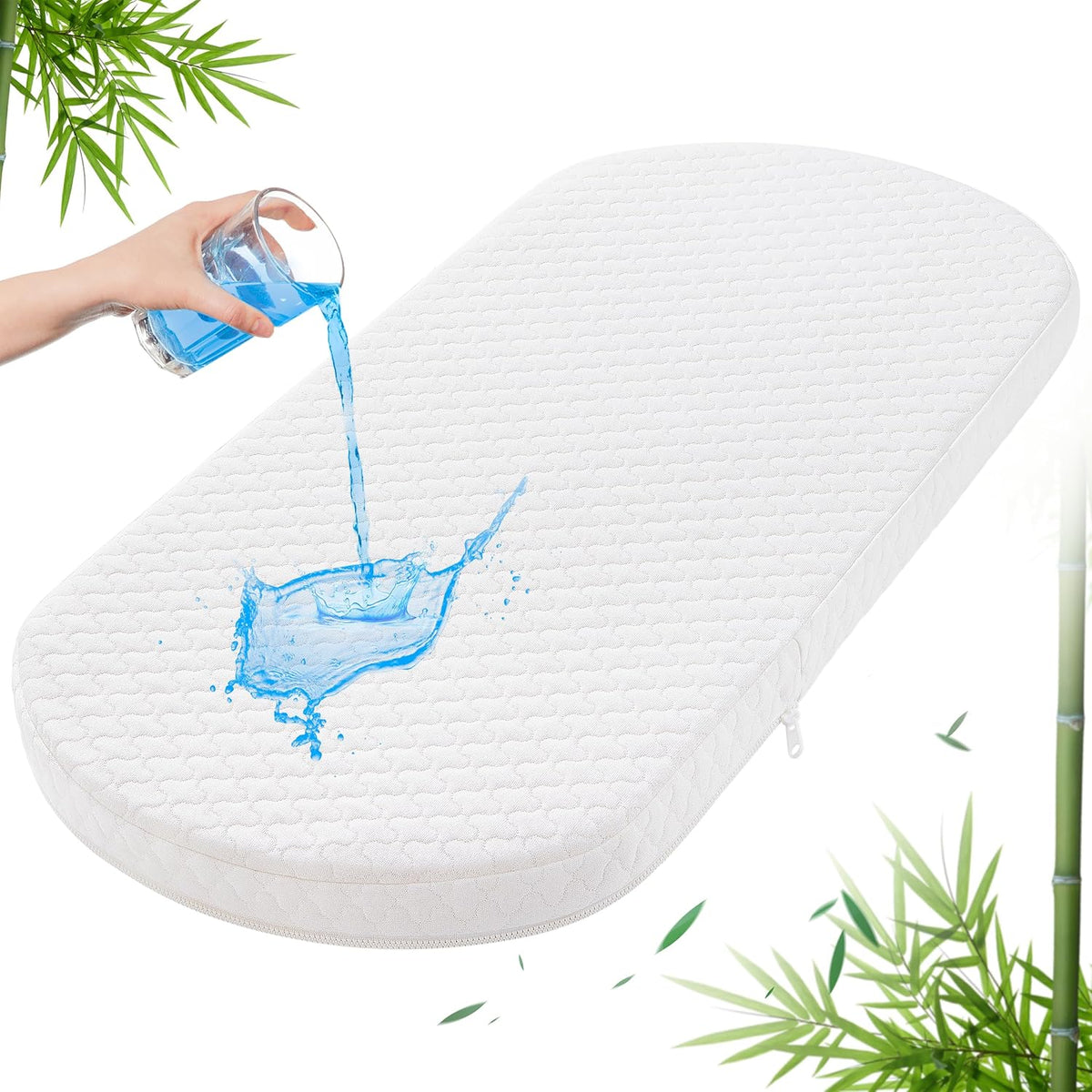 Pro Goleem Baby Bassinet Mattress, Breathable Bamboo Pad, 30"x15" Oval