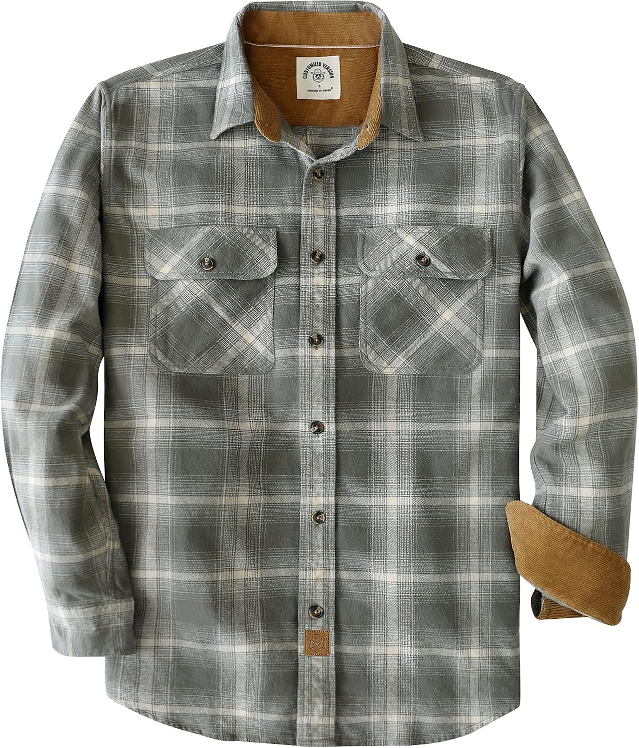 Dubinik® 6 oz Flannel Shirt for Men Plaid Cotton Brushed Utilit Casual