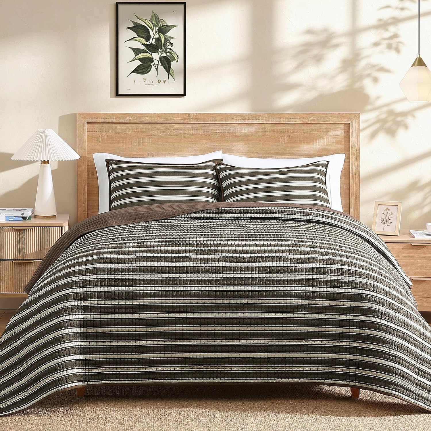King Size Quilt-Lightweight Bedspreads Brown King Quilt Bedding Set