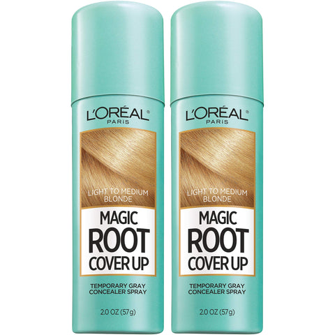 L'Oreal Paris Hair Color Magic Root Cover Up Temporary Colored Concealer Spray for Gray Roots, Lightweight formula, Ammonia and Peroxide Free, Light to Medium Blonde, 2 count