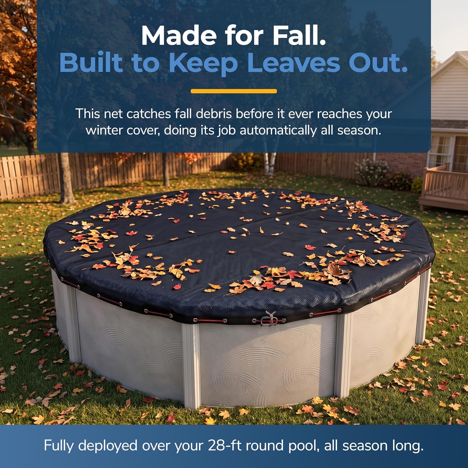 Blue Wave Arctic Armor 28-ft Round Leaf Net Mesh Above Ground Pool Cover