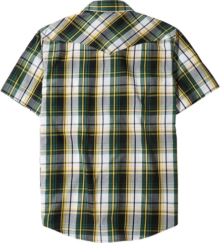 Dubinik® Western Shirts for Men Short Sleeve Plaid Pearl Snap Shirts for Men Button Up Shirt Cowboy Casual Work Shirt