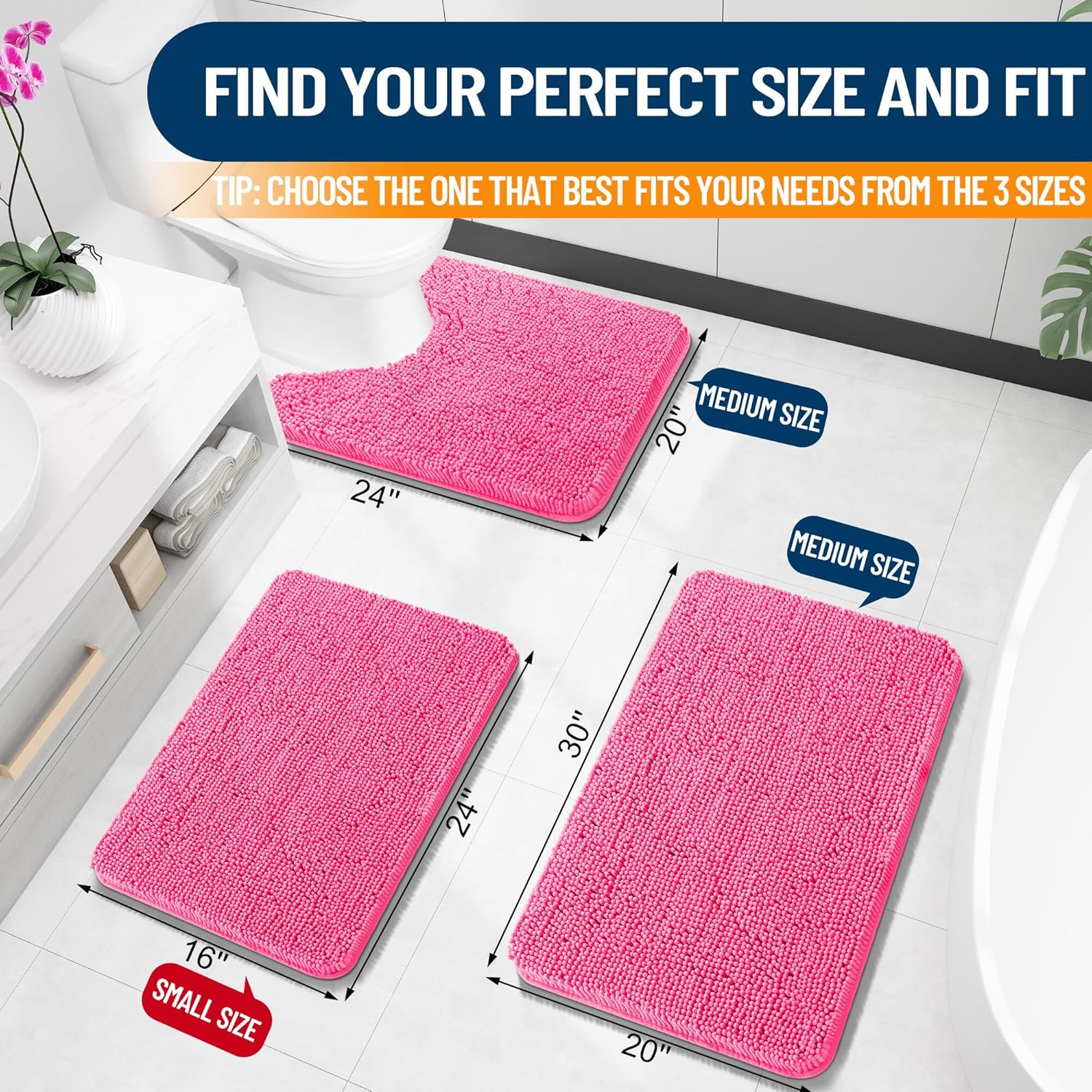 OLANLY Bathroom Rugs 30x20, Extra Soft Absorbent Chenille Bath Rugs