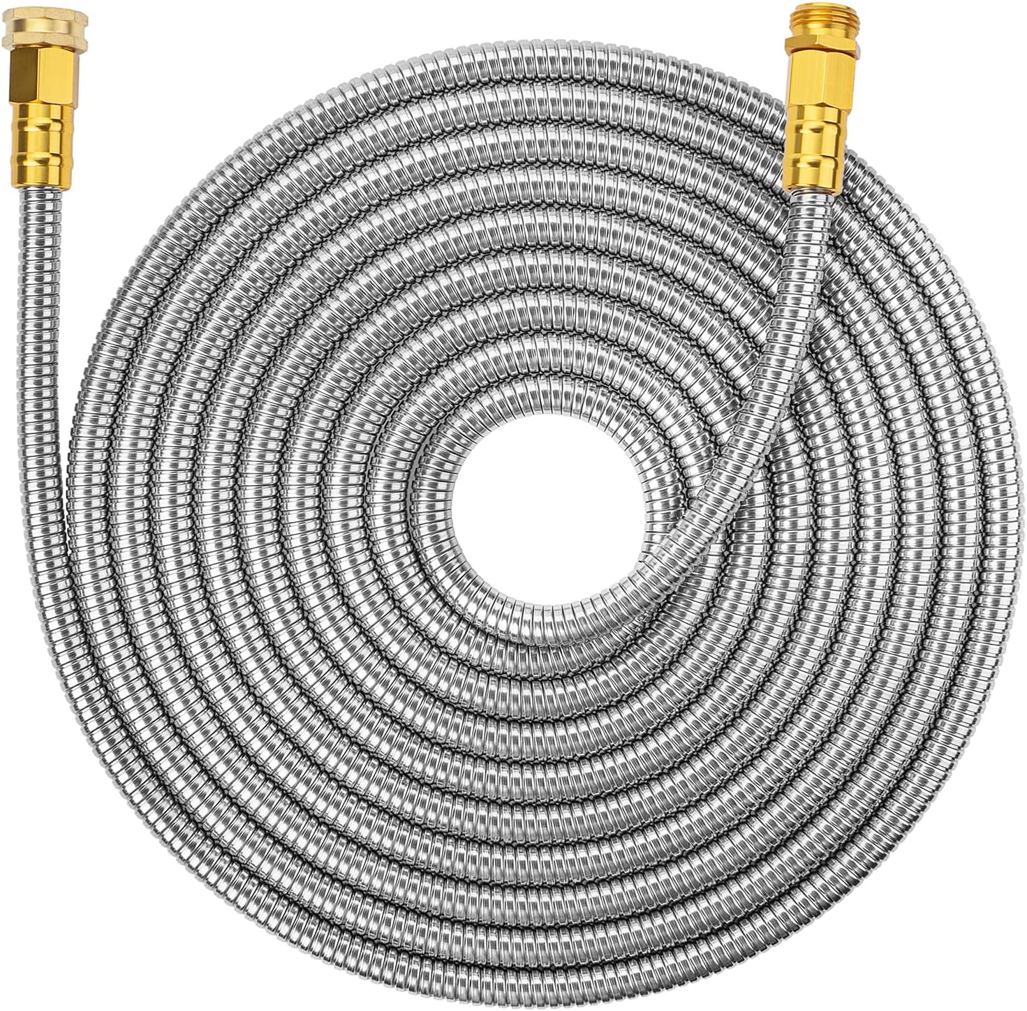 UNCO- Metal Garden Hose, 25 Feet Stainless Steel, No Kink, Lightweight