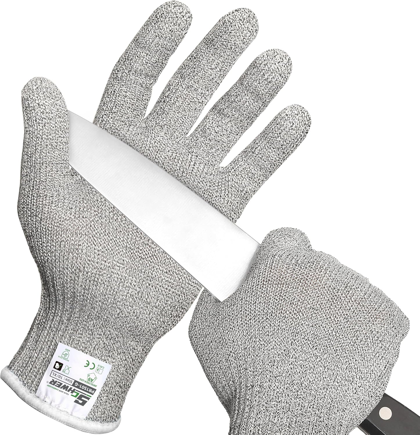 Schwer 10 Pairs SlicePro A9 Cut Resistant Gloves, Food Grade, PR1501-G, XL