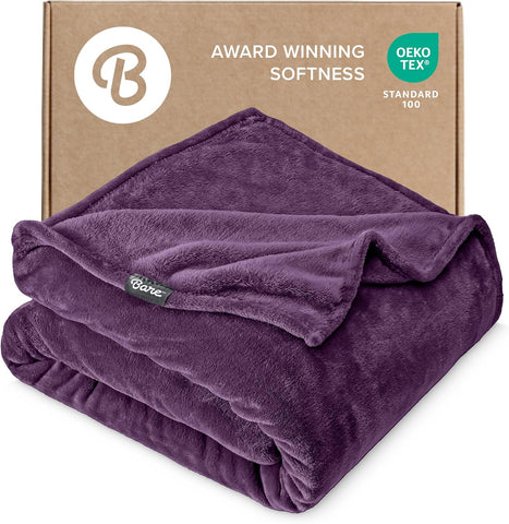 Bare Home Fleece Blanket Luxury Microplush (Twin/Twin XL, Plum)