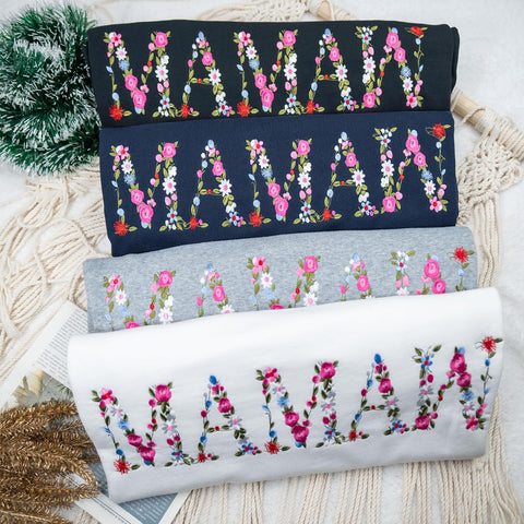 Embroidery Floral Mamaw Sweatshirts For Grandma Gift Sweatshirt From Grandkids Flower Gift Mothers Day Christmas