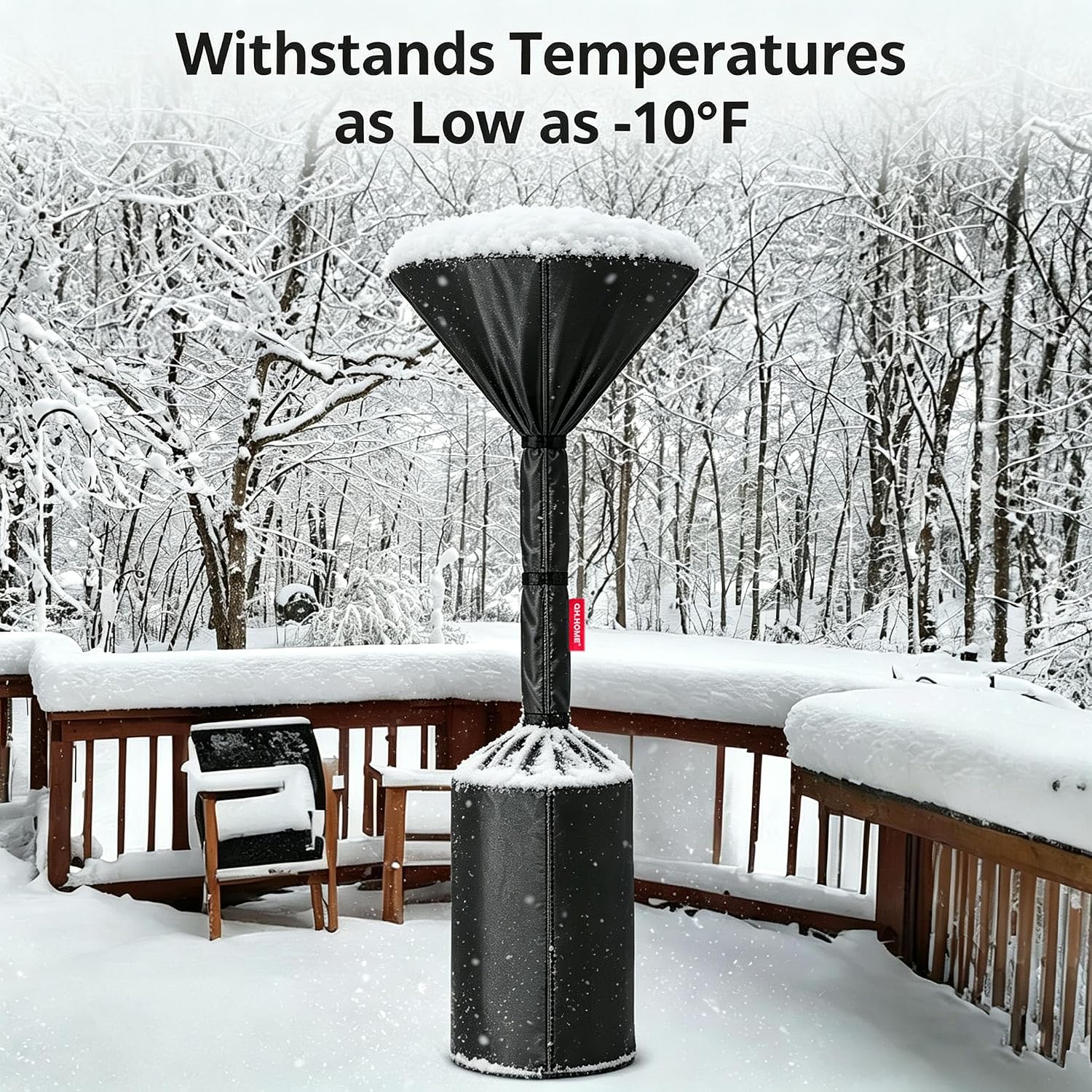 QH.HOME Patio Heater Cover,Waterproof Tear-Resistant 89"x 33"x19",Black