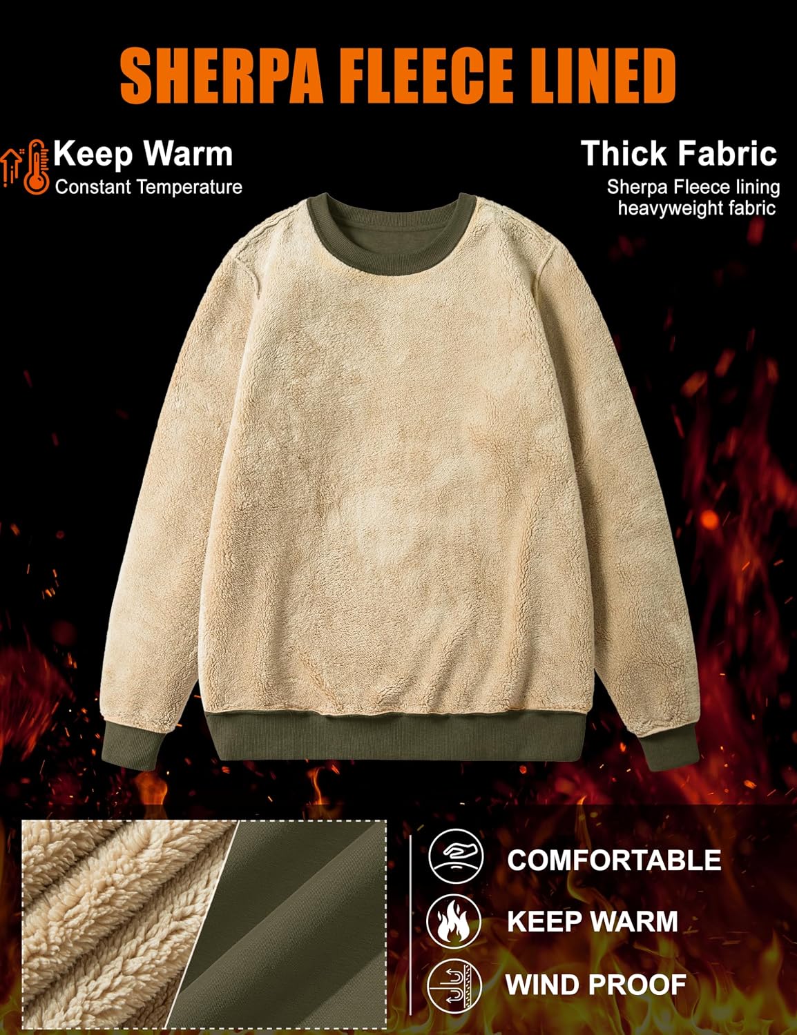 MAGCOMSEN Womens Sherpa Lined Sweatshirts Winter Warm Thick Fleece Pullover