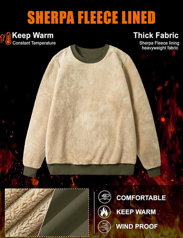 MAGCOMSEN Womens Sherpa Lined Sweatshirts Winter Warm Thick Fleece Pullover