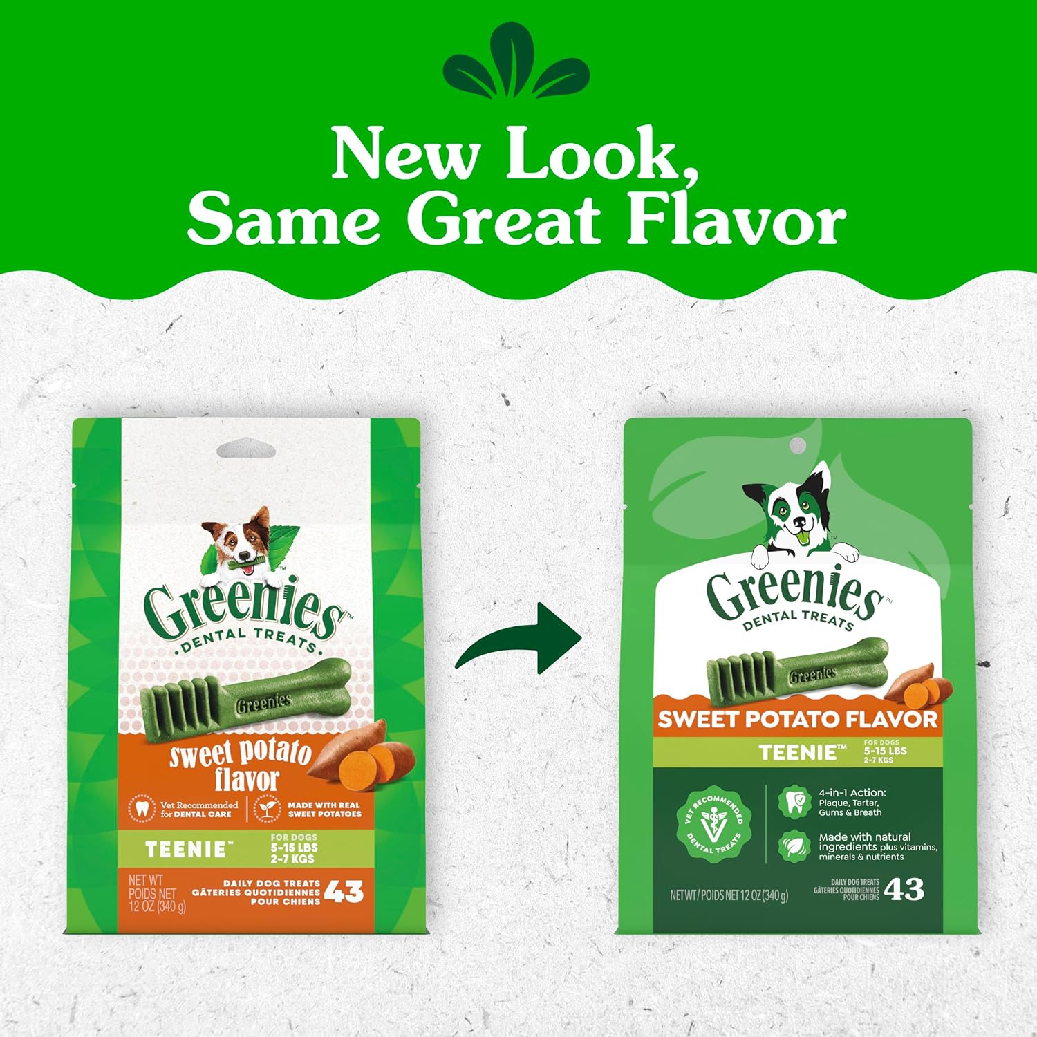 Greenies Teenie Natural Dental Dog Treats, Sweet Potato, 43 Count