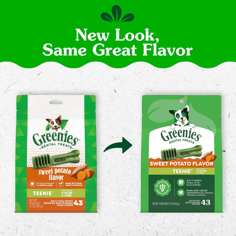 Greenies Teenie Natural Dental Dog Treats, Sweet Potato, 43 Count