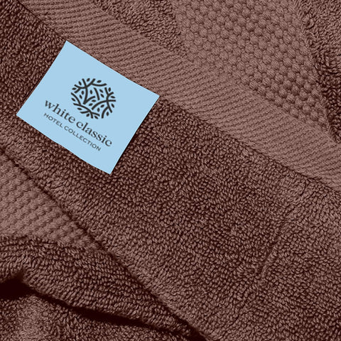 White Classic Luxury Brown Hand Towels - 100% Turkish Cotton, 16x30, 6 Pack