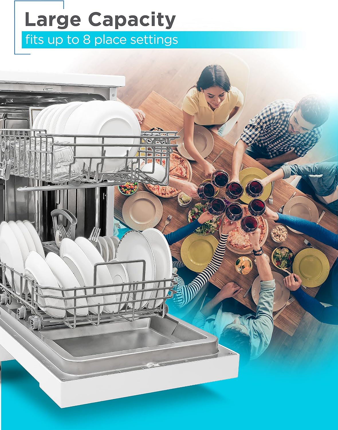 BLACK+DECKER 18-Inch Portable Dishwasher, Energy Star, BPD8W, White