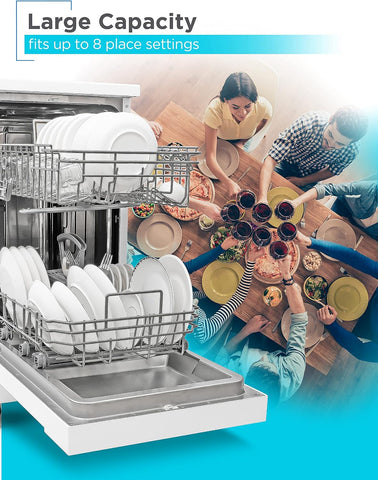 BLACK+DECKER 18-Inch Portable Dishwasher, Energy Star, BPD8W, White