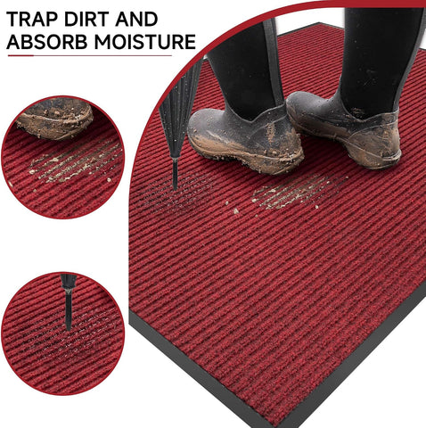 100pointONE Front Door Mat, Heavy Duty Indoor Outdoor Doormat, 72" x 24" Low Profile Outdoor Mats for Home Entrance, Stain and Fade Resistant Welcome Mat Ideal for High Traffic Area, Red