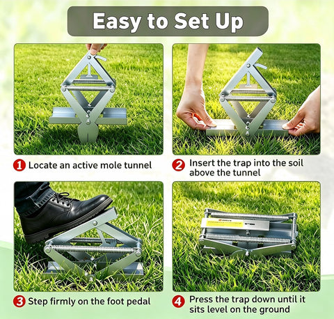 Mole Traps, 2 Pack Scissor Mole Trap with Rust-Proof Steel & High-Resilience Spring, Reusable Outdoor Mole Killer for Lawn, Garden & Farm, One-Step Setup, Quick Capture Gopher & Vole Trap