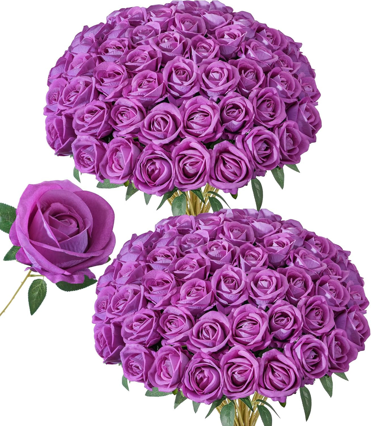 50 PCS Fuchsia Roses Artificial Flowers, Fake Roses with Stem Realistic Silk Roses for DIY Wedding Bouquets Table Centerpieces Arrangements Baby Shower Birthday Home Decor Valentine's Day Gift for Her