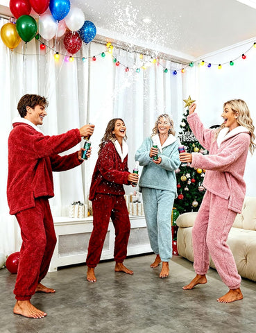 Yeokou Women's Fleece Pajamas Sets Fluffy Sleepwear Warm Sherpa Pullover Pants with Pockets