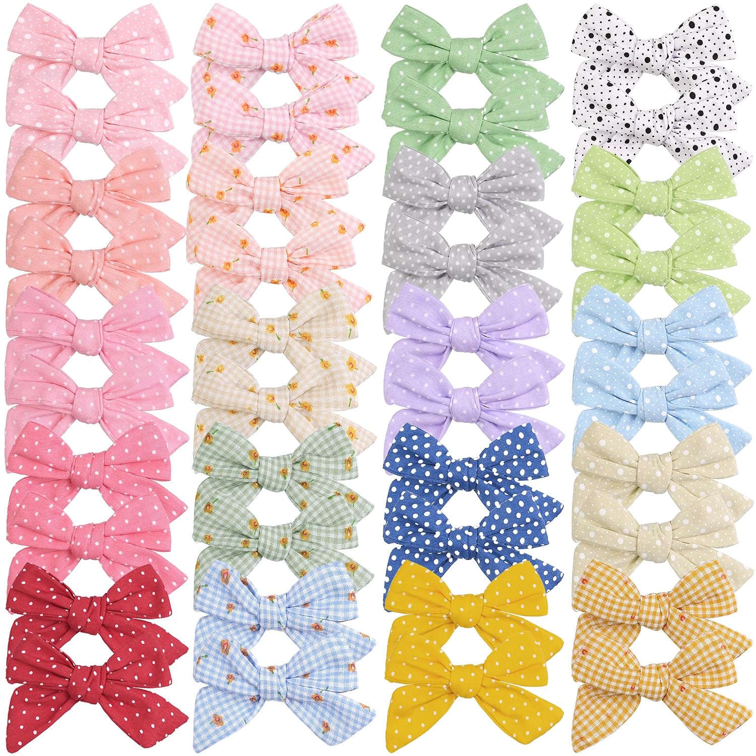 CÉLLOT 40 Pieces Girls Hair Bows 3 inches Linen Fabric Bows Alligator Clips Hair Accessories for Baby Girls Toddlers Kids and Teens