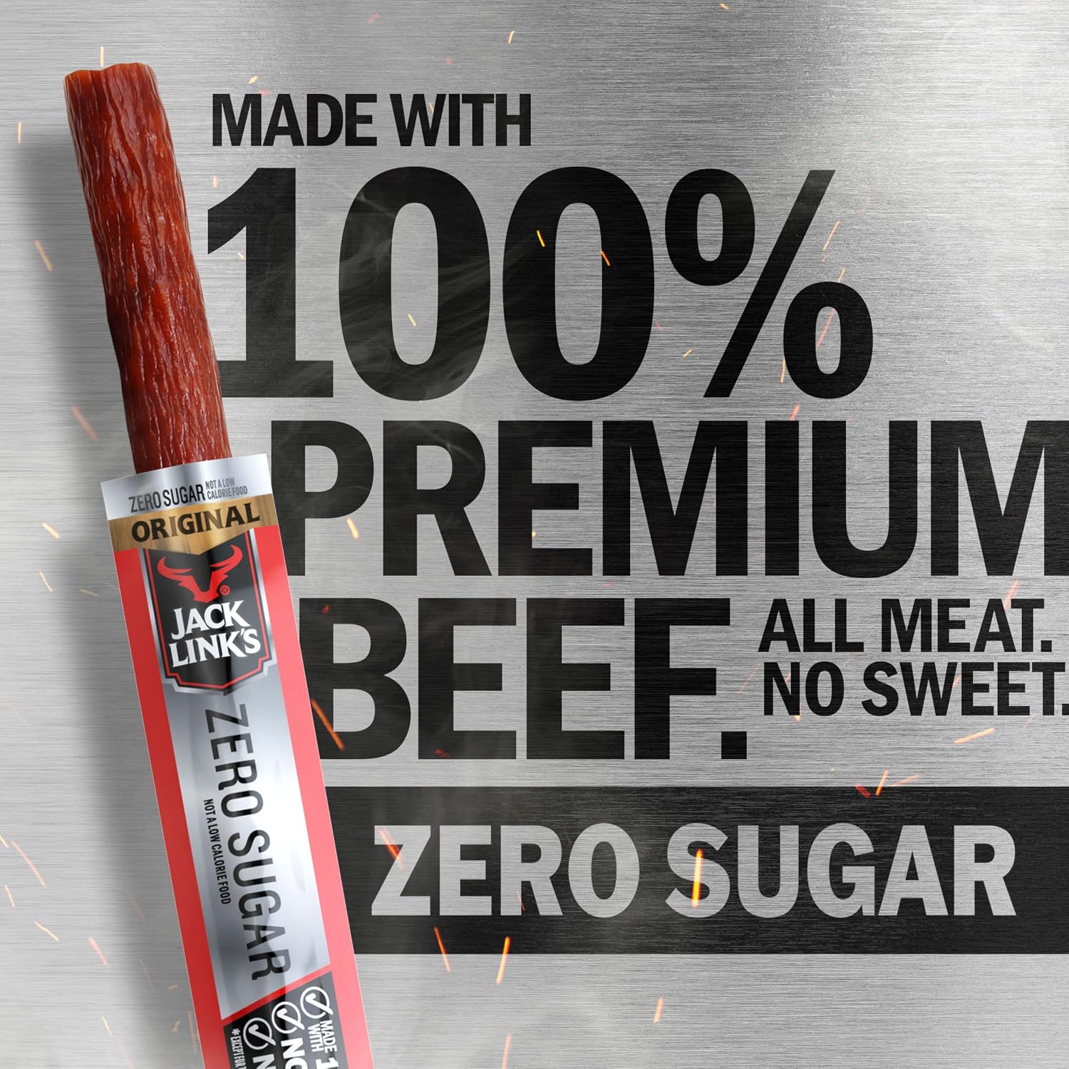 Jack Link's Original Zero Sugar Beef Sticks - (20 Pack) 0.92 oz Meat Sticks - Ready to Eat Protein Snacks - 5g Protein per Serving - Made with 100% Real Beef