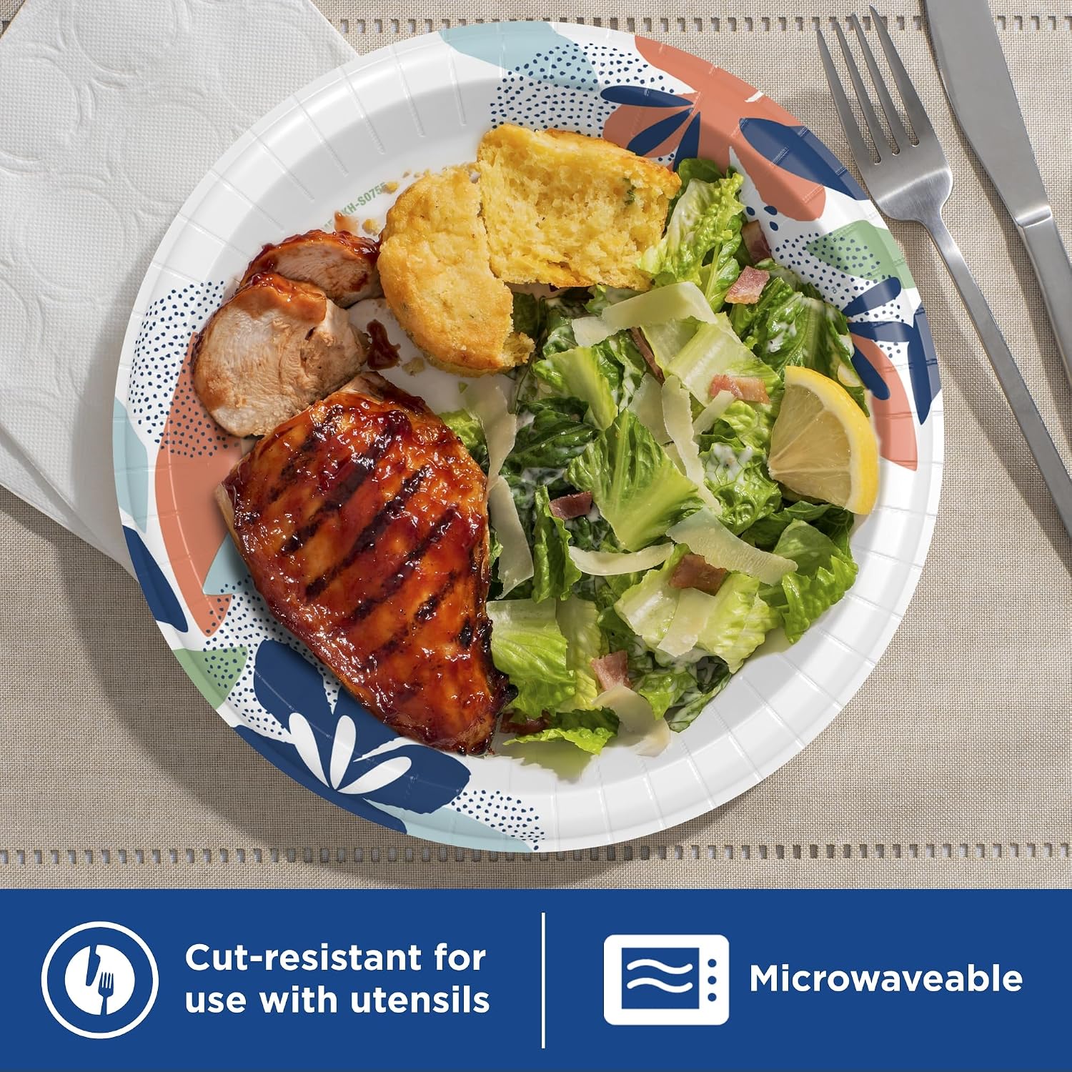 Dixie Disposable Large Paper Plates 10 Inch, 54 Count, Heavy Duty