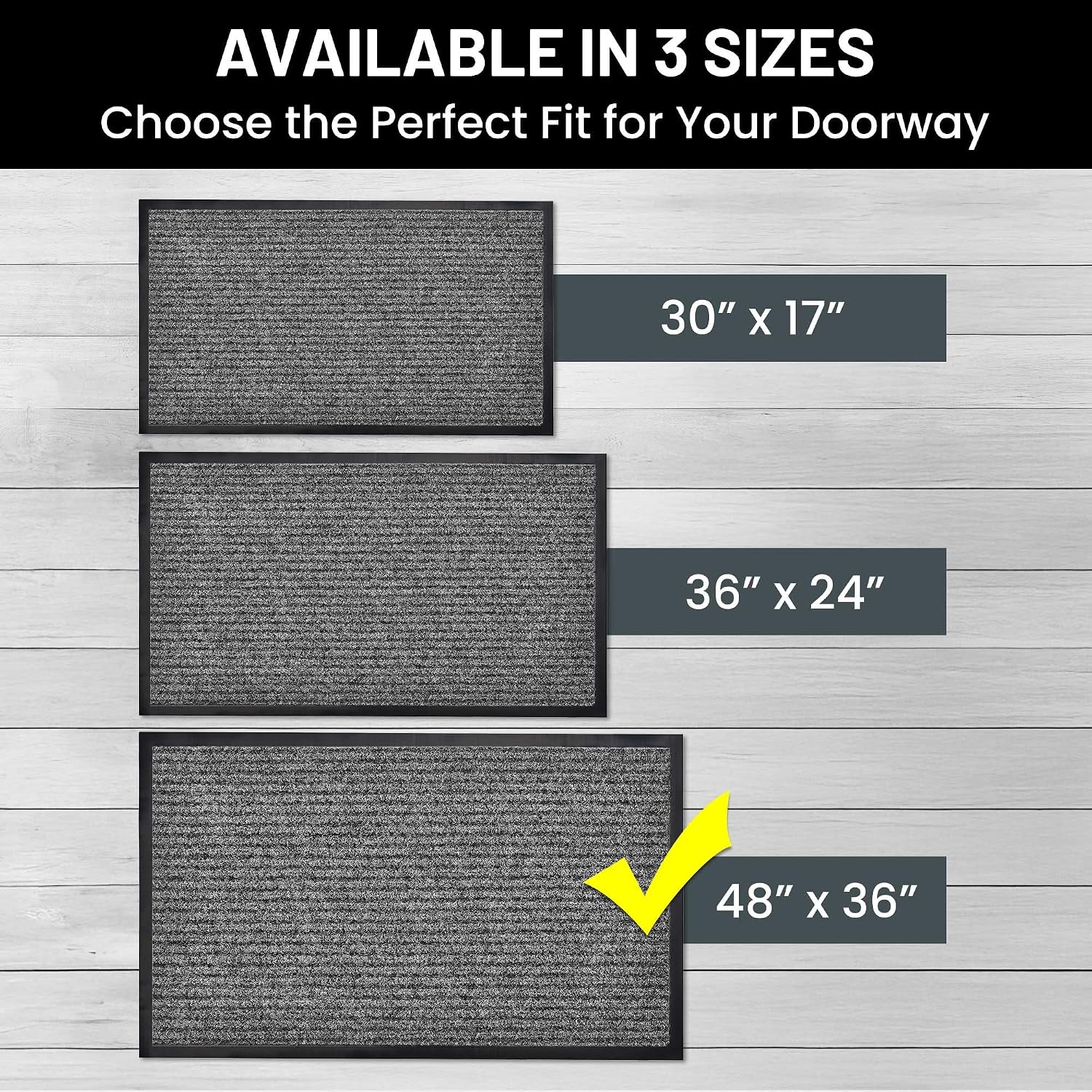 Front Door Mat, Indoor Outdoor Welcome Muddy Doormat, 48x36 Battleship Gray