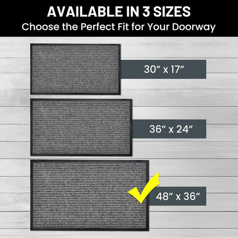Front Door Mat, Indoor Outdoor Welcome Muddy Doormat, 48x36 Battleship Gray