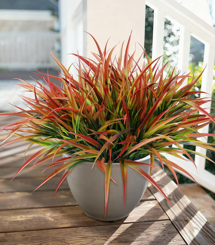 Ivydale 12Pcs Fake Plants Outdoor Artificial Plastic Grass Fall Decoration UV Resistant Faux Greenery Stems Bushes Outside Fake Plants for Planters Patio Porch Window Box Pathway Garden Home Decor