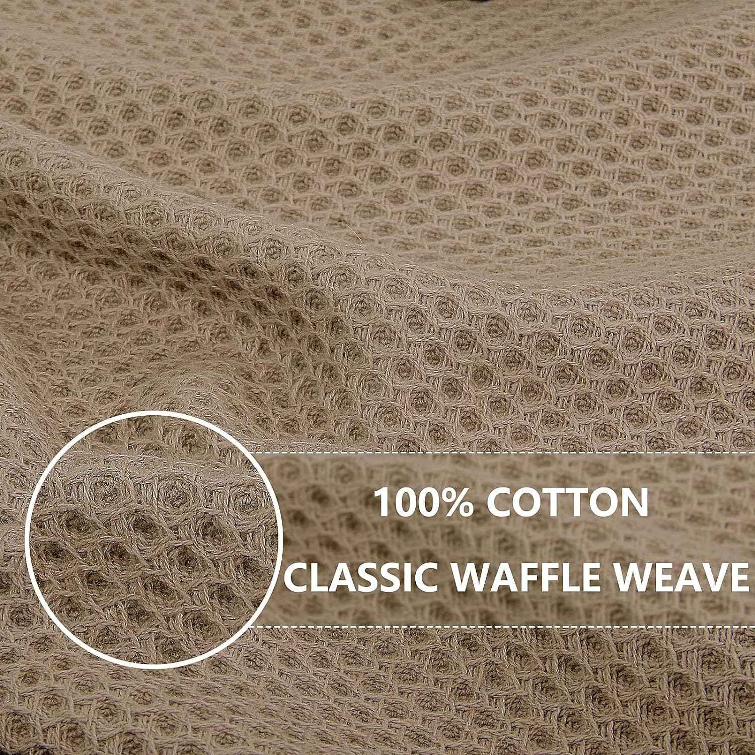 Homaxy 100% Cotton Waffle Weave Kitchen Dish Cloths 12-Pack, Tan