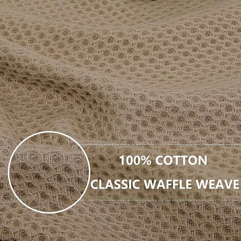 Homaxy 100% Cotton Waffle Weave Kitchen Dish Cloths 12-Pack, Tan