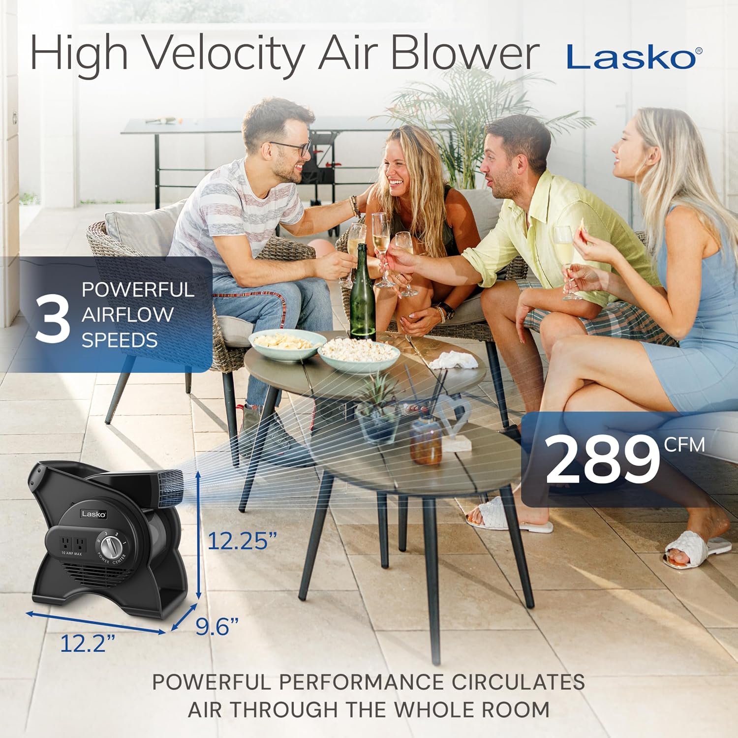Lasko Pivoting High Velocity Portable Utility Fan - 12" - U12104 - Black