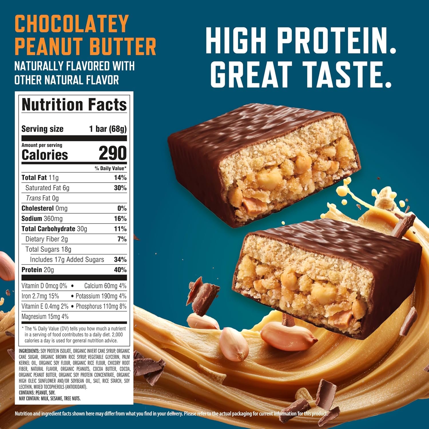 CLIF BUILDERS Protein Bars, Chocolatey Peanut Butter, Gluten Free, 12 ct
