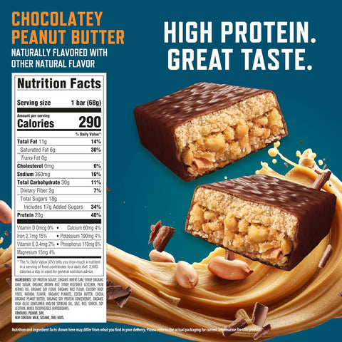 CLIF BUILDERS Protein Bars, Chocolatey Peanut Butter, Gluten Free, 12 ct
