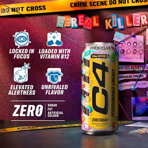 C4 Performance Energy Drink with Zero Sugar, 200mg Caffeine, 16 Fl Oz 12pk