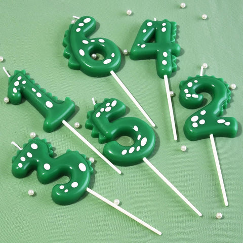 PHD CAKE 2.76 Inch Green Dinosaur 5 Number Birthday Candles, Dinosaur Number Candles, Cake Number Candles, Party Celebration